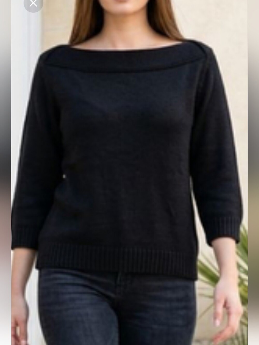 Women's Vintage Hilliard & Hanson Black Minimalist Boat Neck Sweater XL